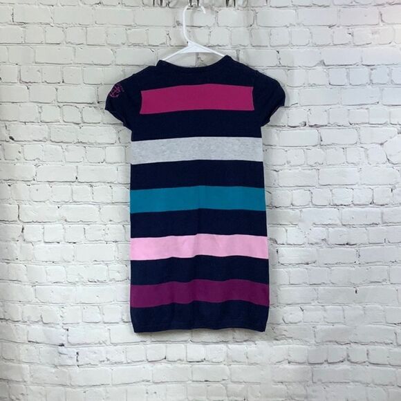 Nautica Girls Sweater Dress Large 8/10 Navy Wide Stripe Short Sleeve Cozy Winter - Picture 5 of 6